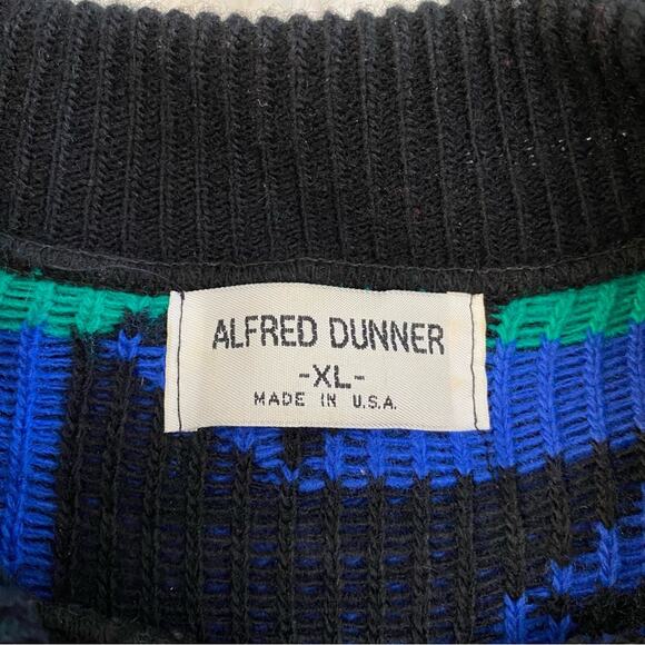 Vintage Alfred Dunner XL Chunky Collared Retro Blue Green Argyle Sweater - Picture 5 of 10